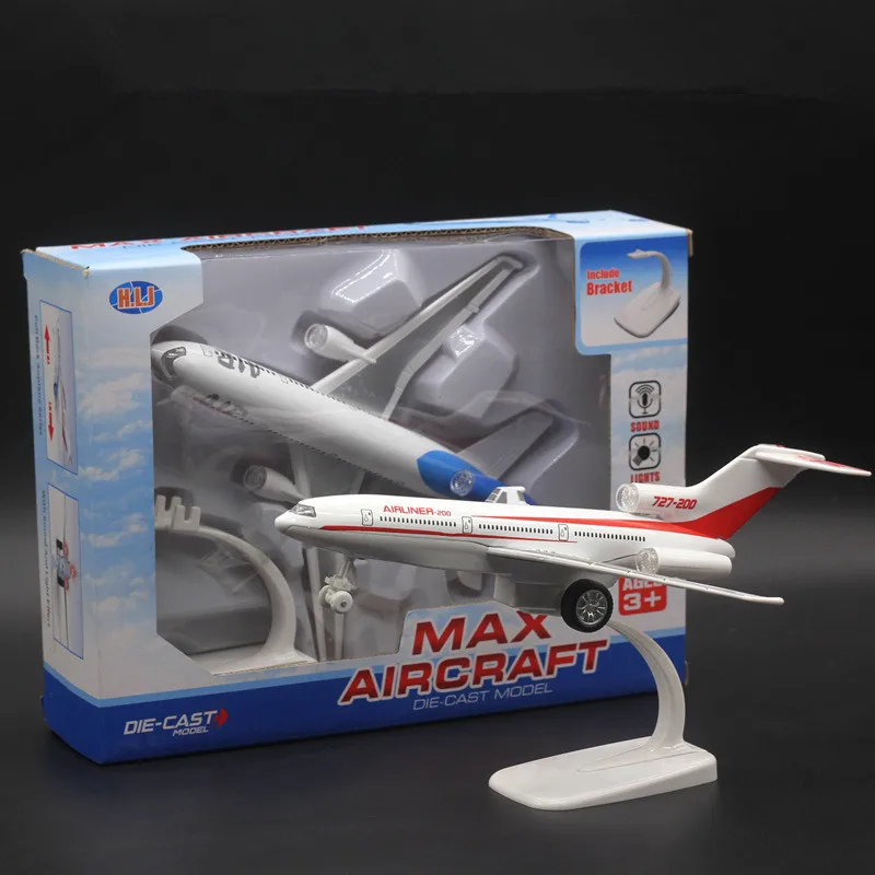 New 1:200 alloy pull back 727-200 passenger aircraft model,DC-10 aircraft model ornaments,simulation sound and light