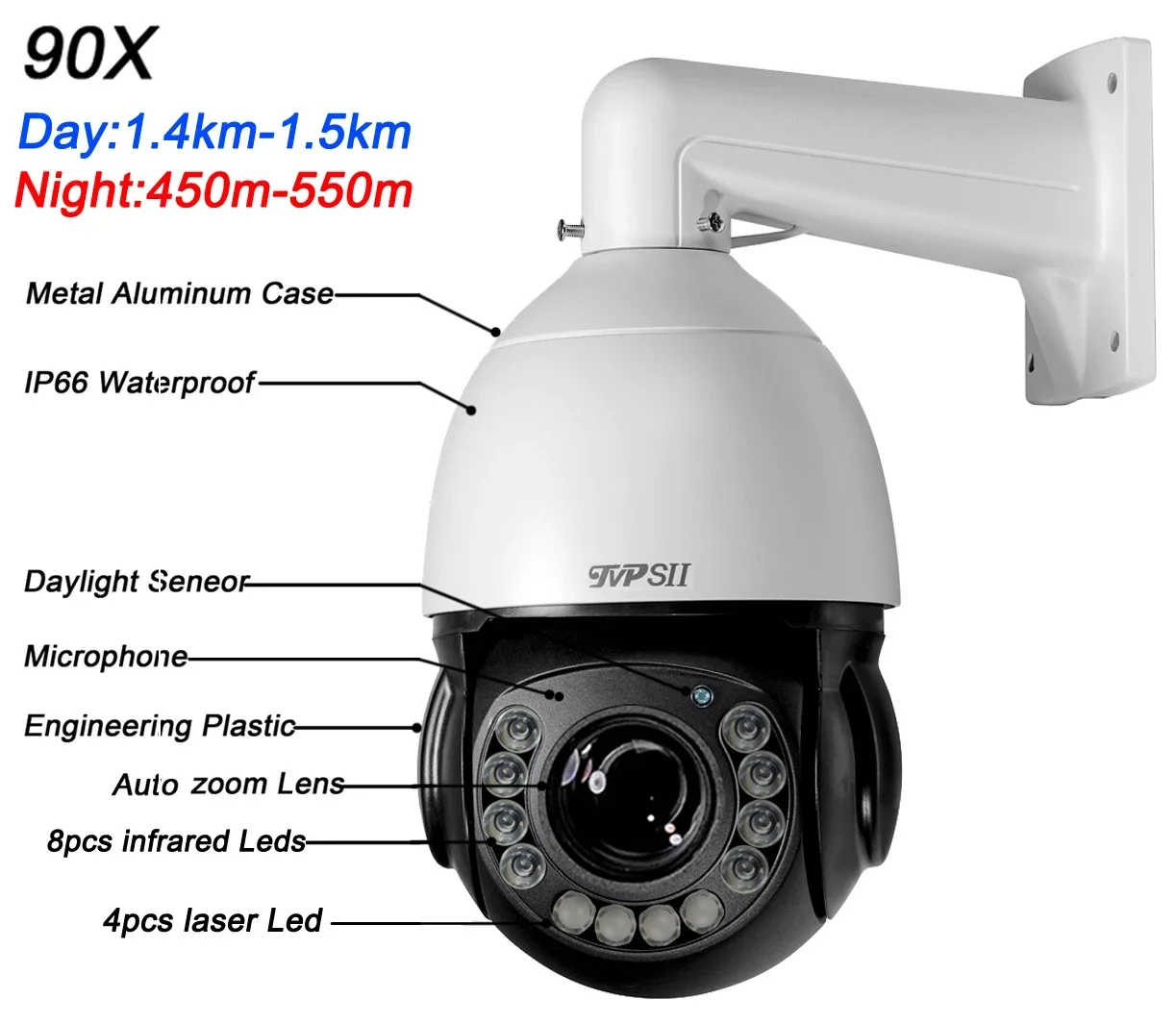 Laser Infrared Metal Max.512G Auto Tracking 8MP 4K 90X Zoom 360° Audio Outdoor ONVIF POE PTZ Speed Doom Surveillance IP Camera