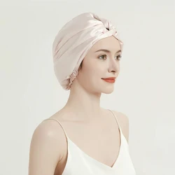 100% Pure Mulberry Silk Bonnet Sleeping Cap for Women Night Sleeping Hats Adjustable Twisted Hair Bands Headwrap 19 Momme
