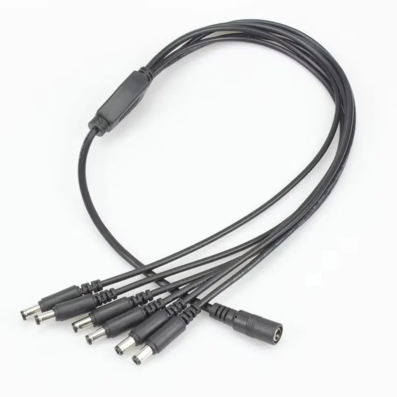 30pcs Female 1 To 6 Male 30cm Length, 5.5x2.1mm ,Female To  Male Plug DC Power CCTV Camera Splitter Cable