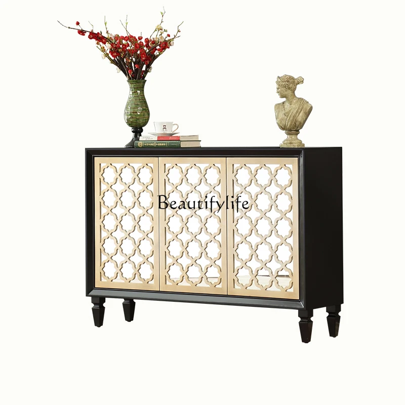 

New American decorative cabinet retro hollowed out old living room entrance dining side foyer partition cabinet furniture