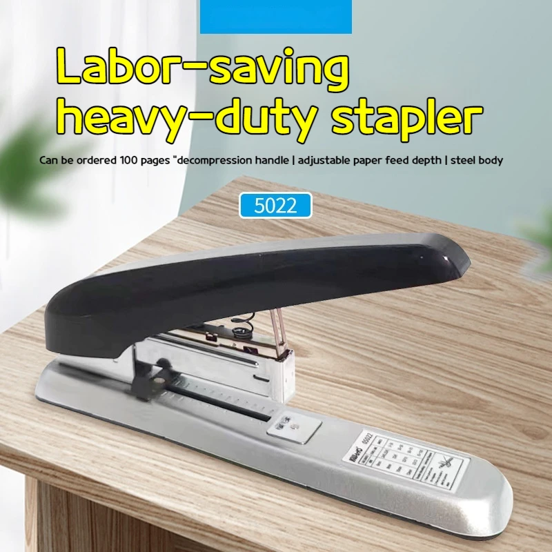 

5022 Heavy Stapler Easily Binds 100 Pages Stapler Adjustable Paper Feed Depth Thickening 23/13 School Office Stationery Stapler