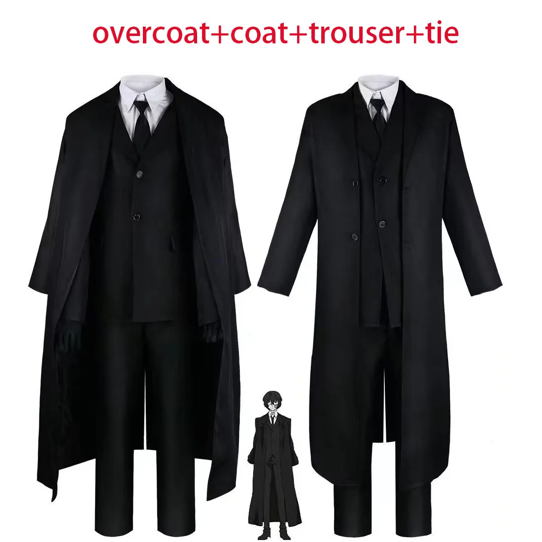 Osamu Dazai Cosplay-Kostüm, Mantel + Jacke + Hose + Krawatte, Outfits, Anime-Anzug, Comic-Con-Kleidung