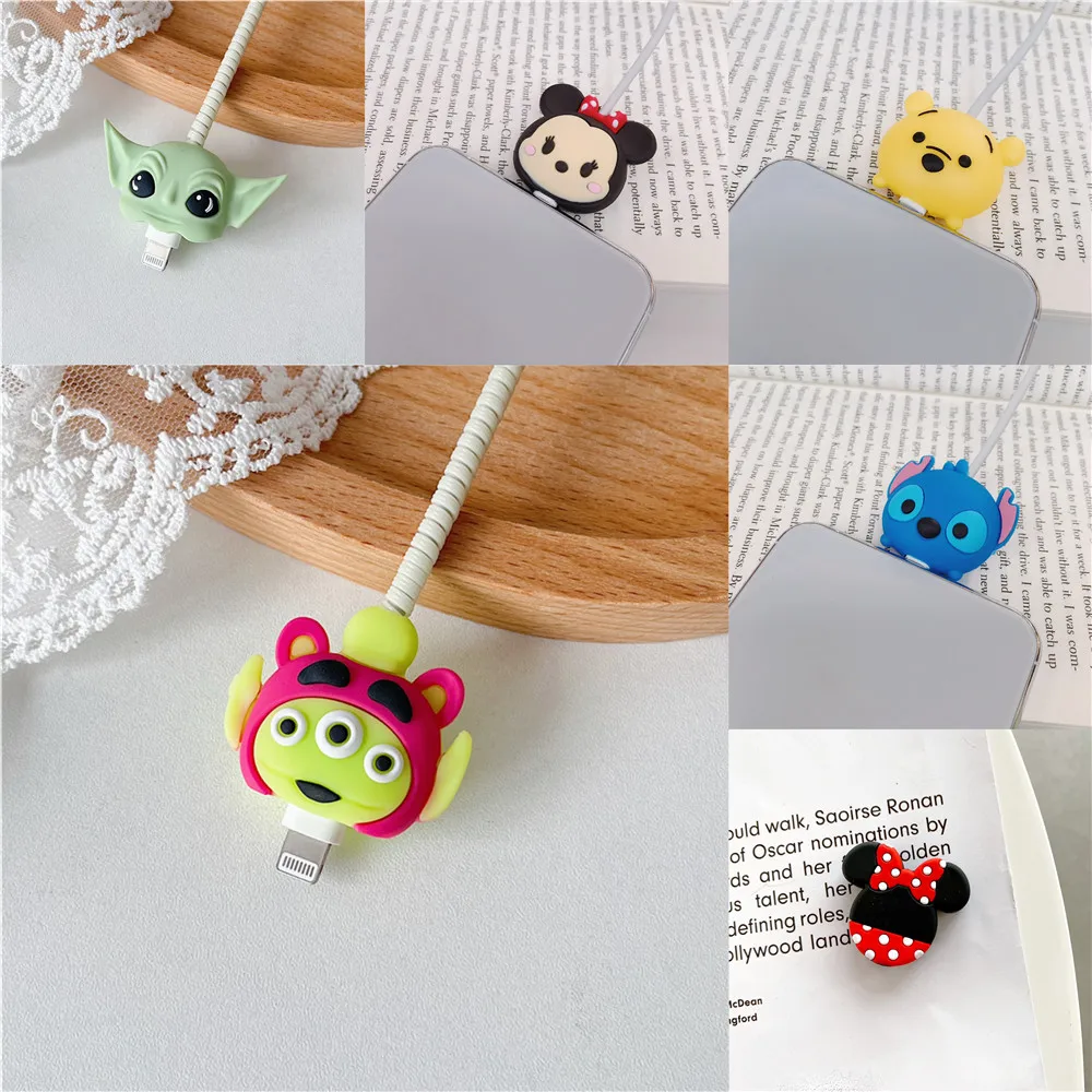 Cartoon Cute USB Data Line Head Protection Cover For IPhone Samsung Xiaomi Charger Cable Protector Case DIY Akcesoria Prezenty