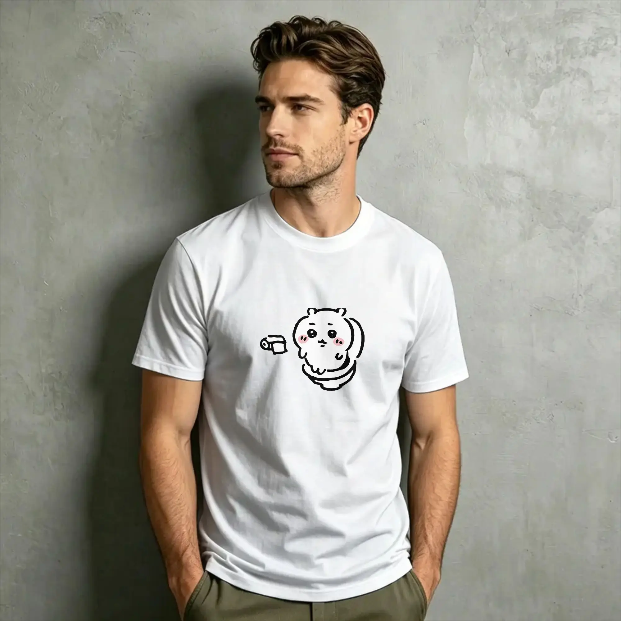 C-Chiikawas Toilet  Poop Meme T-Shirts for Men  Novelty Pure Cotton Tee Shirt O Neck Short Sleeve T Shirts 6XL Tops
