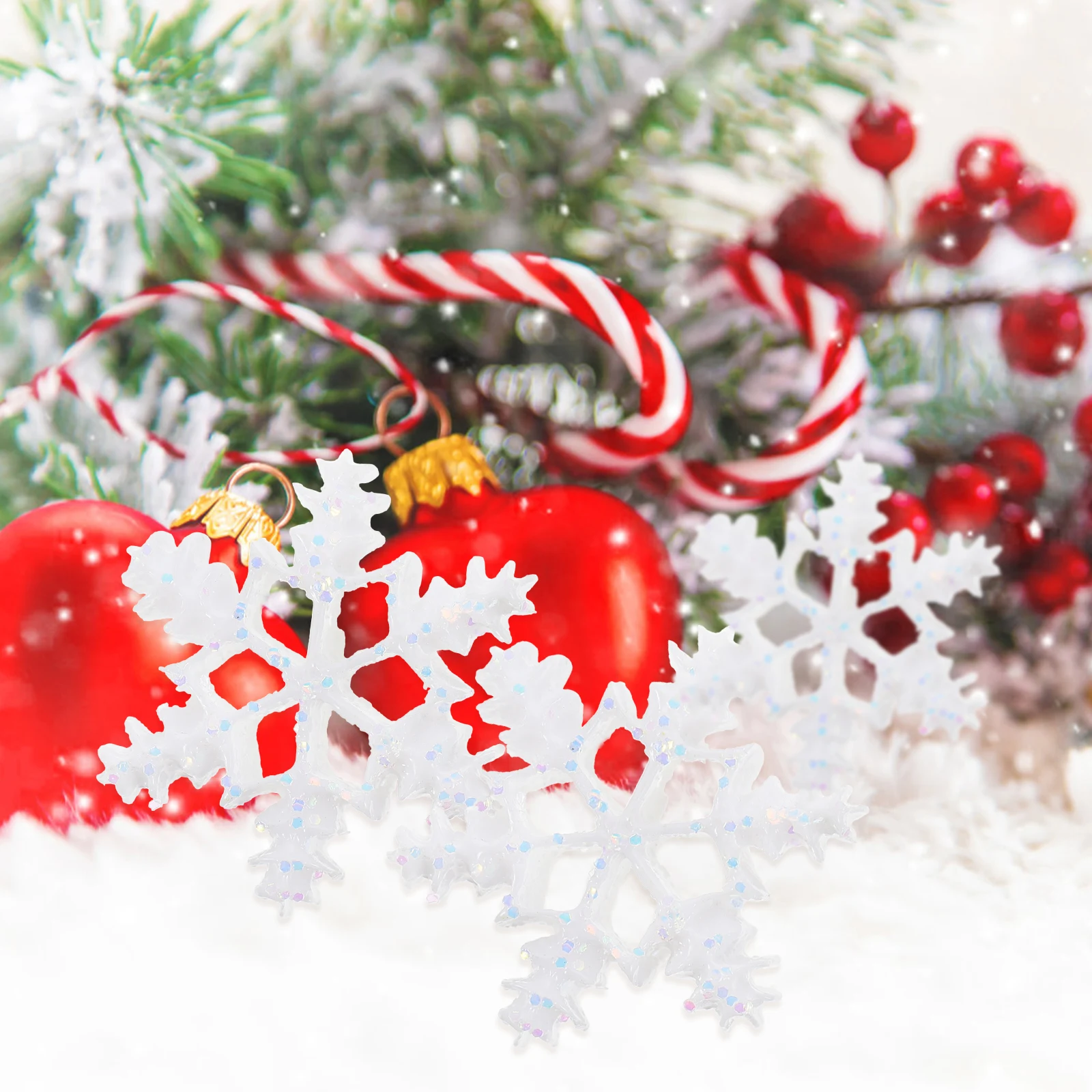 

50pcs Resin Snowflake Accessories Mini Xmas Decor Christmas Tree naments Craft Supplies Home Storage Containers