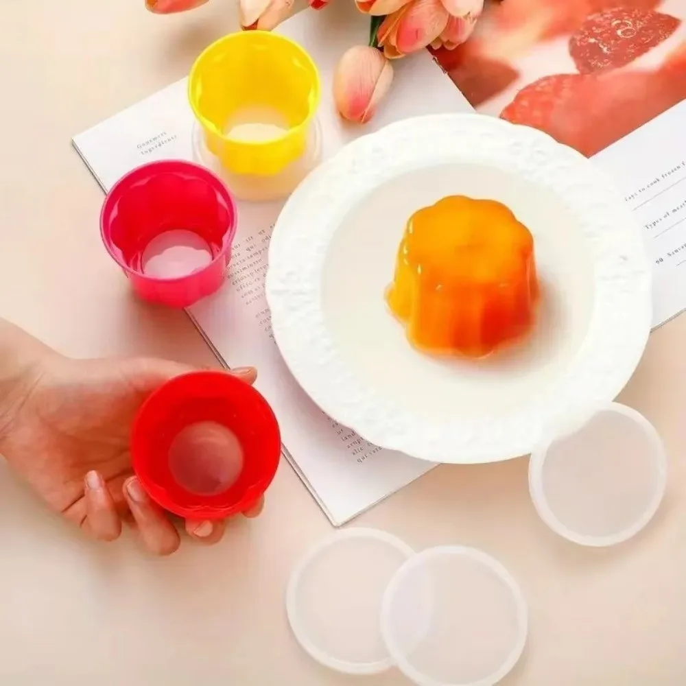 

4pcs Portable Reusable Dessert Molds Plastic with Stackable Lids Gelatin Ice Cream Mold Baking Tools for Home Kitchen