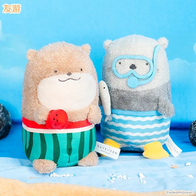 Originale Anime Beach Piccoli animali giocattoli di peluche farciti Cartoon Volpe Lontra Salamander Doll Kawaii Desktop Decor Regalo di compleanno per bambini