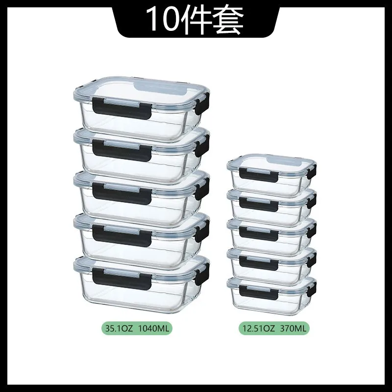 

Minimalist Design 10-Piece Glass Food Container Set Freshness Preservation for Kitchen & Back to School