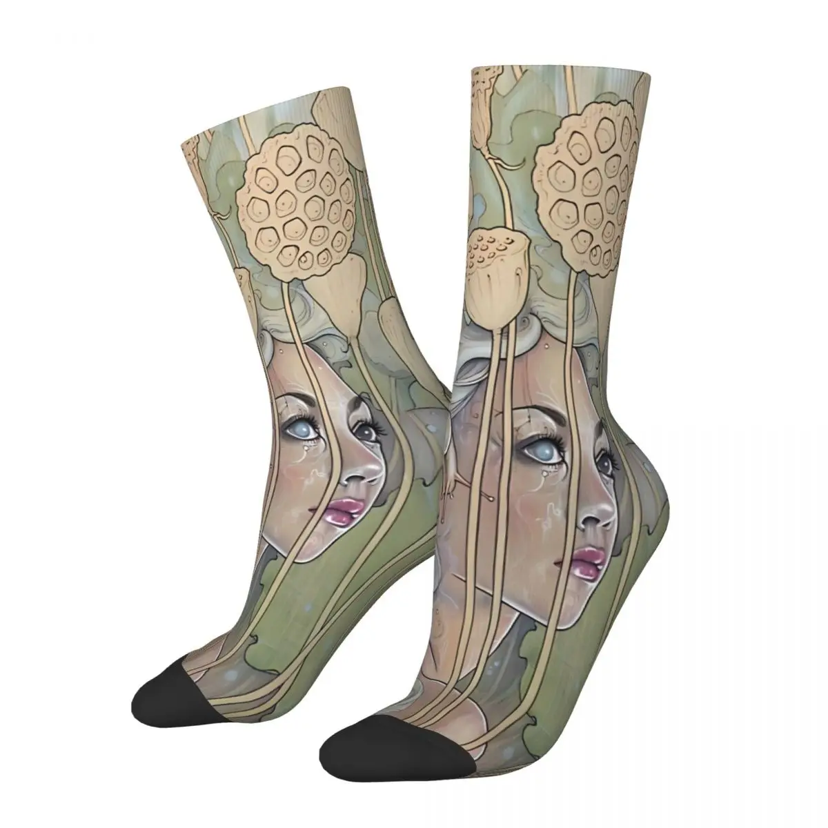 Nelumbo Lotus Nymph Woman Sock Printed Man Polyester