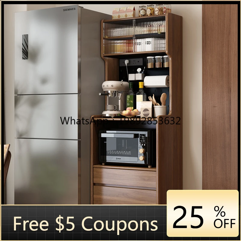 LYY Solid Wood Sideboard Small Apartment Living Room Kitchen High Integrated Wall-Mounted Home Storage Narrow Sideboard Cabinet