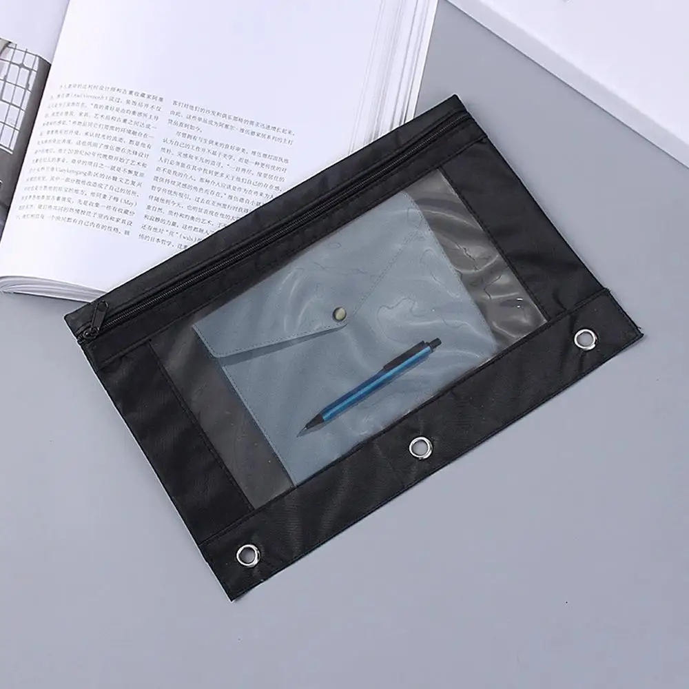 25*18 センチメートル 3 穴耐摩耗性収納ポーチ鉛筆眼鏡収納ポーチ大容量オックスフォード布ファイル特別な鉛筆バッグ