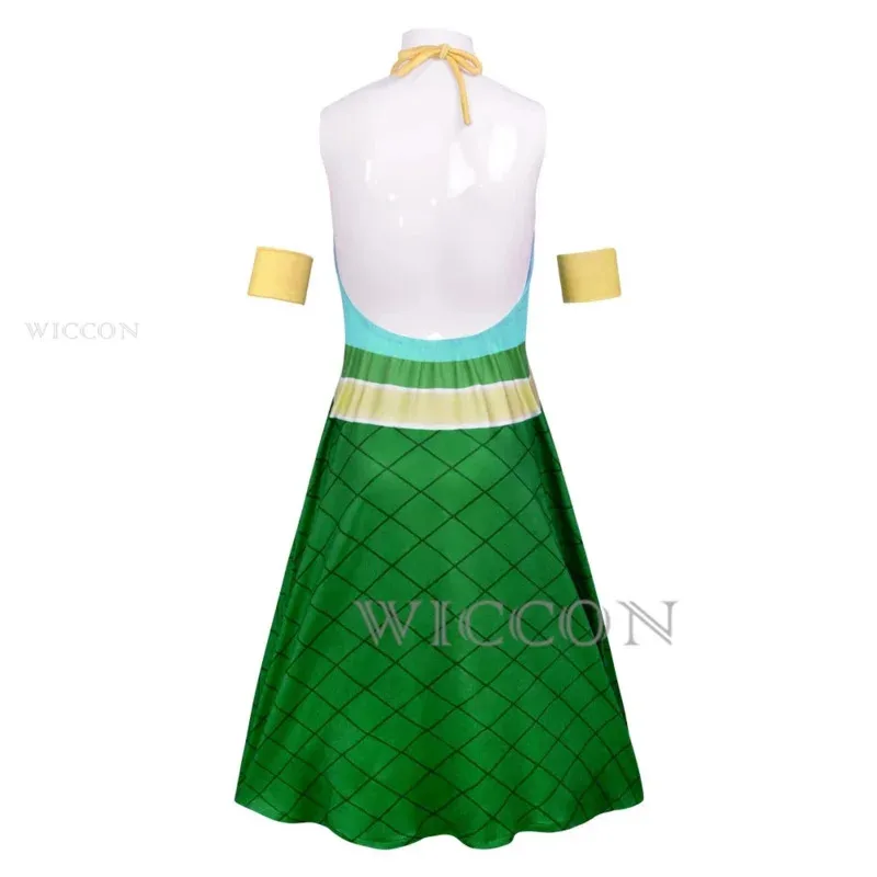 أنيمي الجنية الذيل ويندي l تأثيري حلي ماجيك مطلق النار شعر مستعار الأخضر التنين فستان امرأة مثير Kawaii كرنفال حفلة البدلة