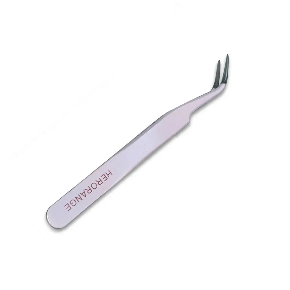 New Straight Tweezers Curved Stainless Steel Eyelash Curler Purple Lashes Applicator Eyelash Extension