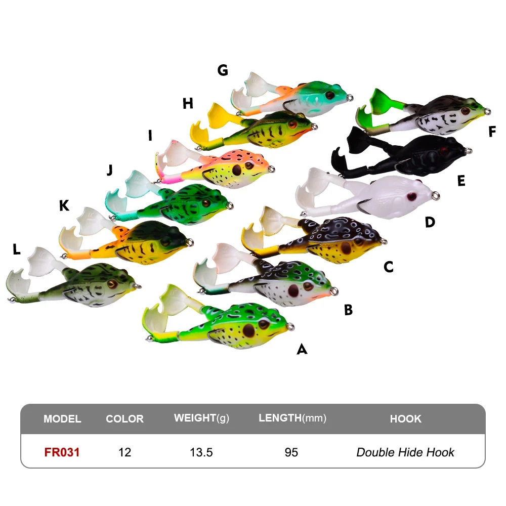 PROBEROS 1PCS Frog Soft Bait 9.5cm-13.5g Rotating Silicone Fishing Lure Floating Rubber Wobbler With Double Hook Topwater Isca