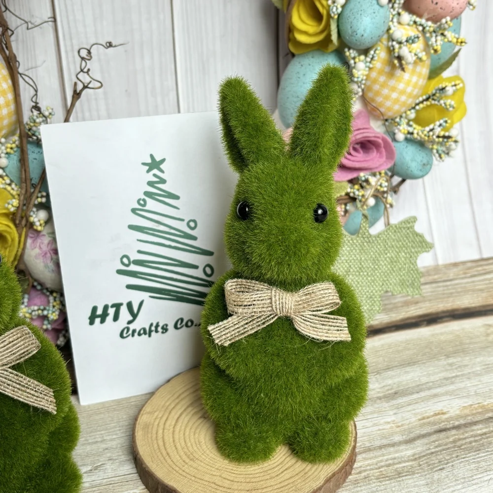 Flocking Simulation Moss Bunny Decoration, Holiday Ornament