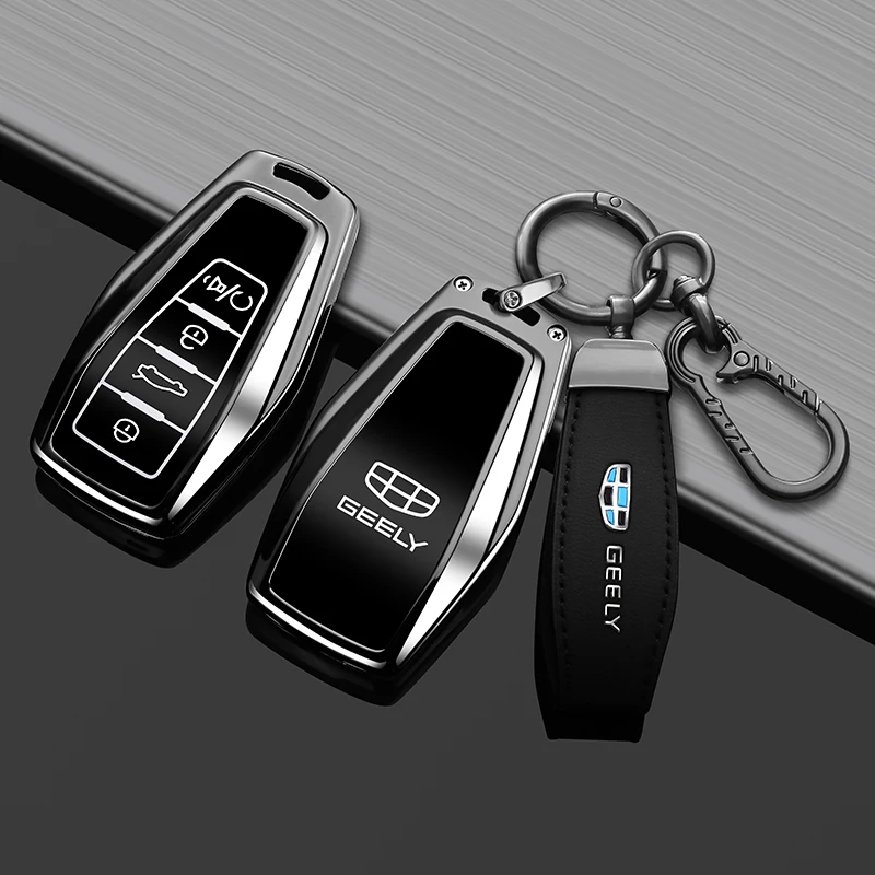 High‑end Zinc Alloy Key Fob Cover For Geely Emgrand Coolray Atlas Monjaro Starray Shock‑Resistant Key Shell Auto Accessories