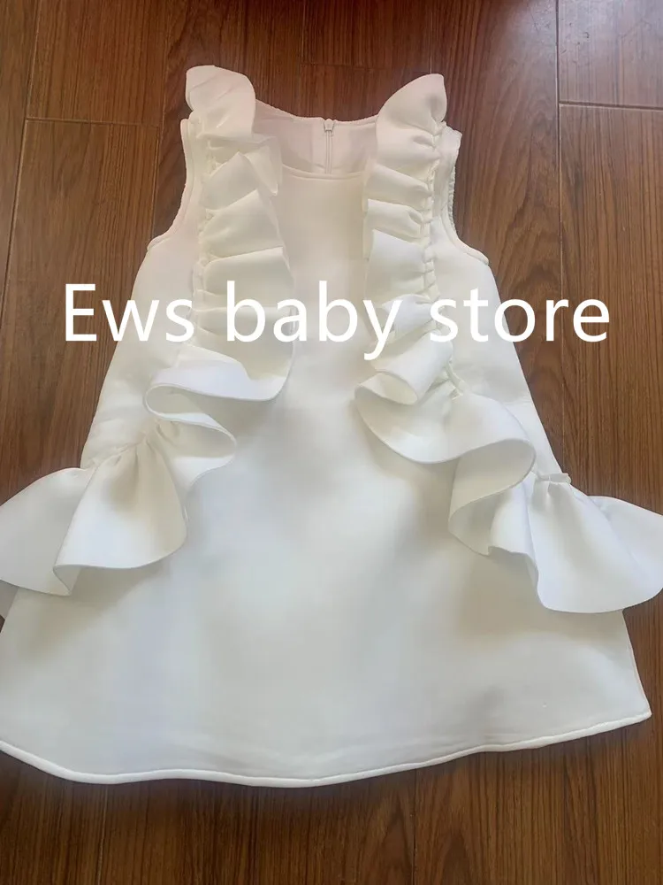 Summer New Baby Spanish Princess Evening Gown Fashion Ruffles Sleeveless Design Birthday Baptism Eid Party  Girls Dress A2766