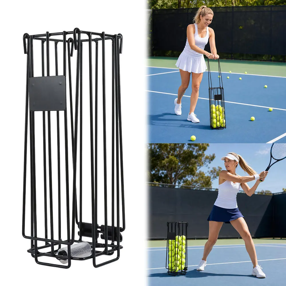 Portable Pickleball Retriever Basket Stainless Steel Ergonomic Handle Pickleball Ball Picker Large Capacity Durable
