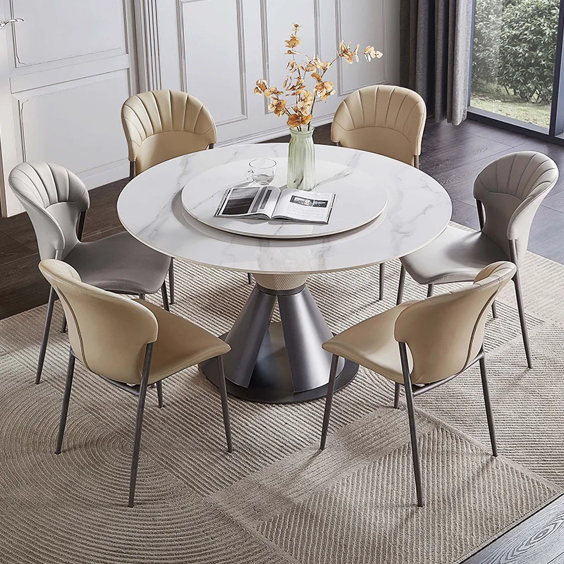 

Luxury Set of 2 Dining Chairs Stackable Carbon Steel Leg with PU Leather Leisure Chair Upholstered Seat for Kitchen Restaurant