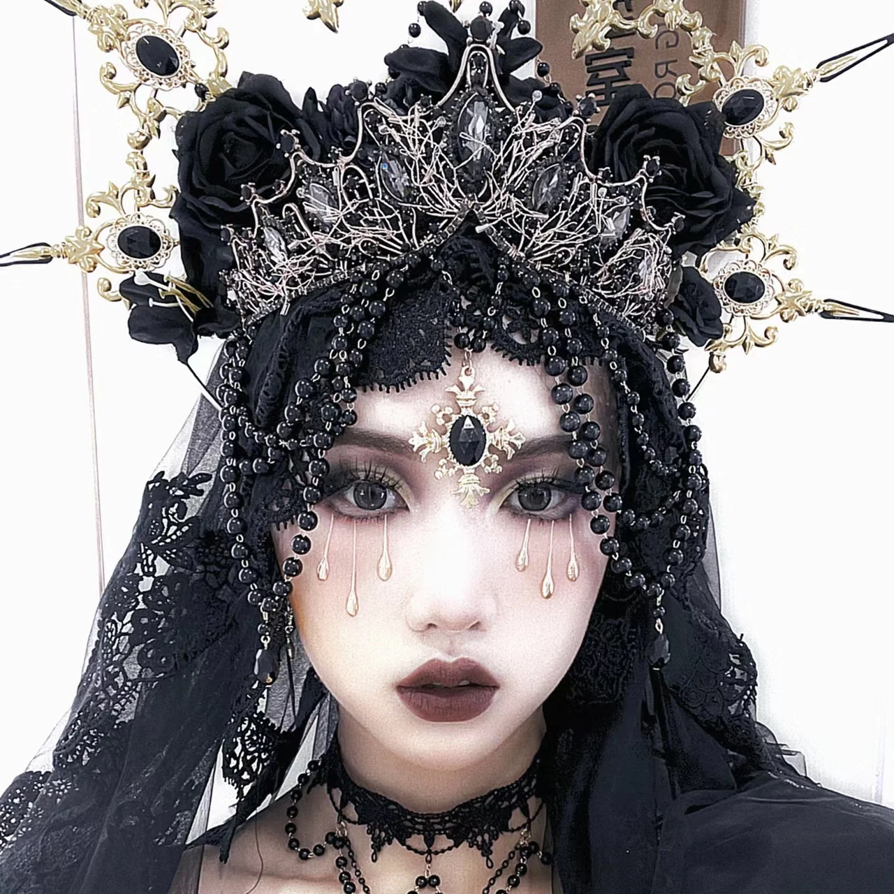 New Halloween Hair Accessories Dark Style Dress up Cos Lolita Virgin Crown Headdress Gothic Tuinga