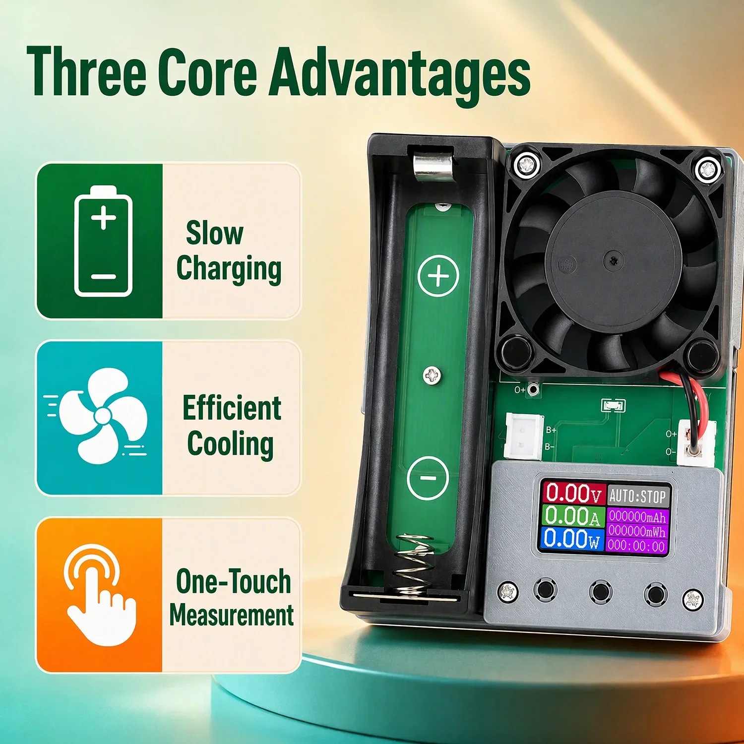 Lithium Battery Capacity Tester Air-Cooled Slow Charge Discharge Battery Discharger Voltage Resistance Tester 18650 Batteries
