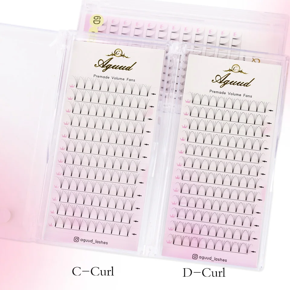 

AGUUDSoft Natural Premade Volume Fans Short Stem 3D/4D/5D/6D Russian Volume Eyelash Extension Faux Mink Lashes Thin Root Pre-fan