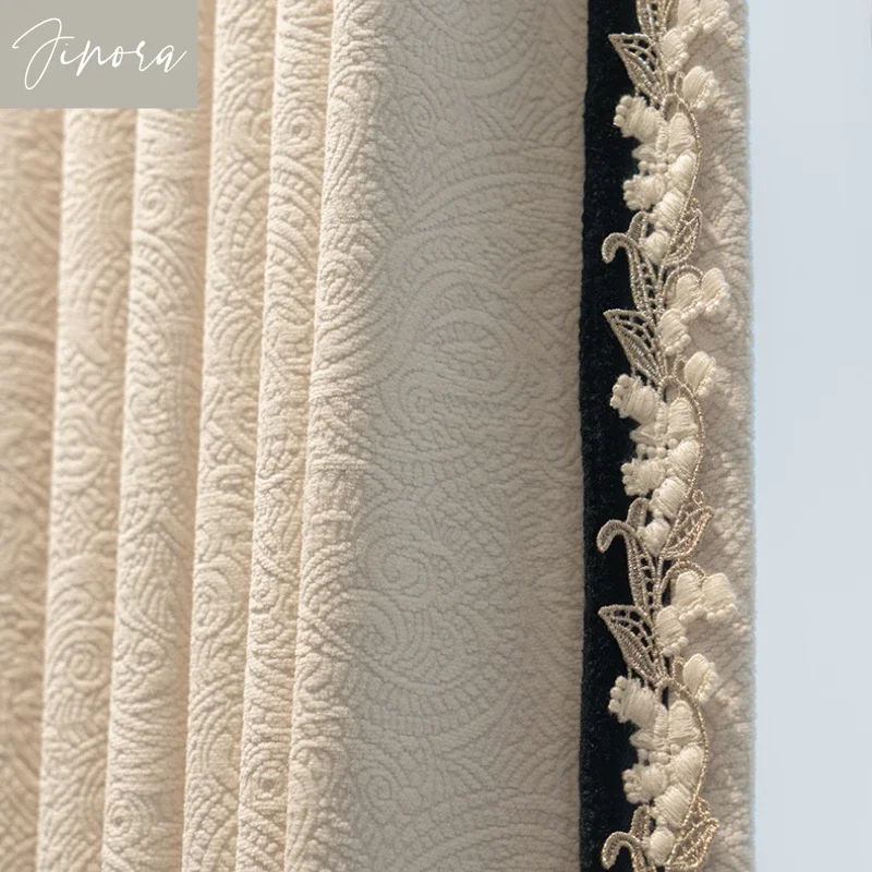 

Light Luxury European Style Curtains for Living Room Bedroom Villa Modern Simple Blackout Chenille Curtain Customized Decor