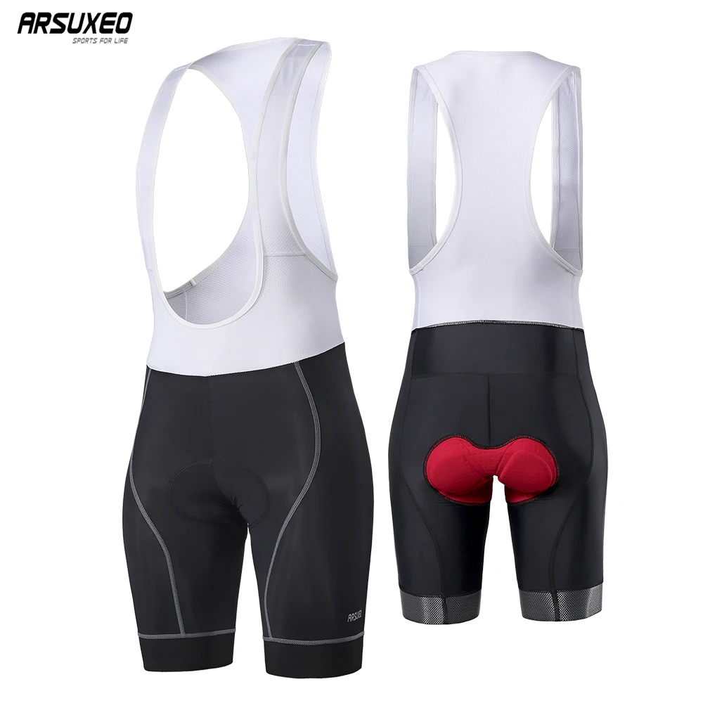 

ARSUXEO Men's Cycling Bib Shorts Gel Padded Jumpsuit Breathable Mountain Bike Tights Bicycle Half Pants Road Sports Under Wear