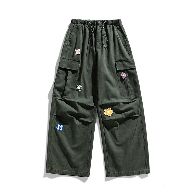 

Four Season Outdoor Hiking Pants for Couples Fashionable and Trendy Prints Loose and Comfortable Pure Cotton Wide Leg Pants