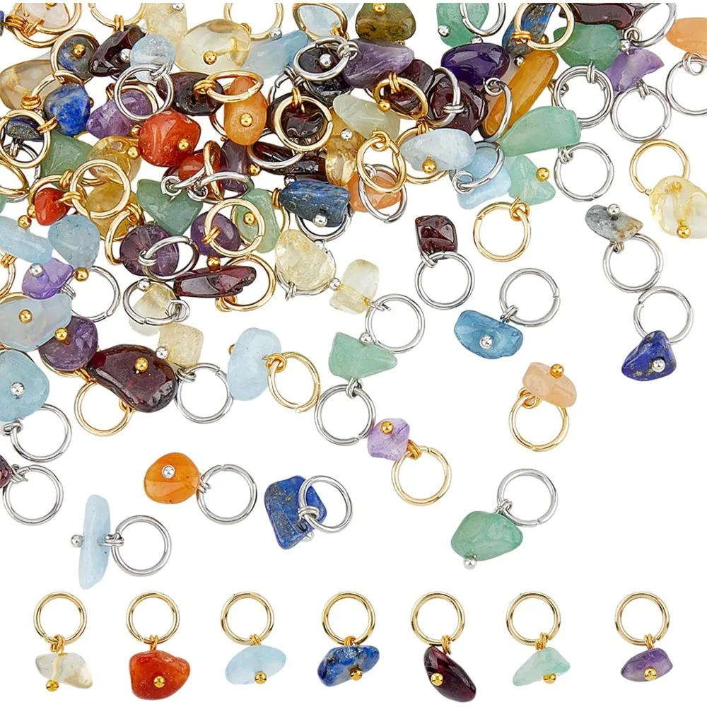 

84Pcs Mixed Pendants Nuggets Charms Stone Charms with Stainless Steel Jump Ring for Earring Necklace