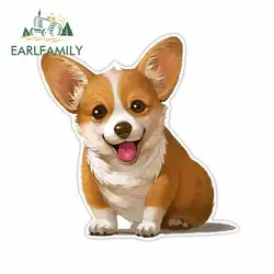 EARLFAMILY 13cm Corgi Dog Cute Car Stickers Waterproof Vinyl Car Wrap Decals Windows Door Scratch-Proof Camper Decoration