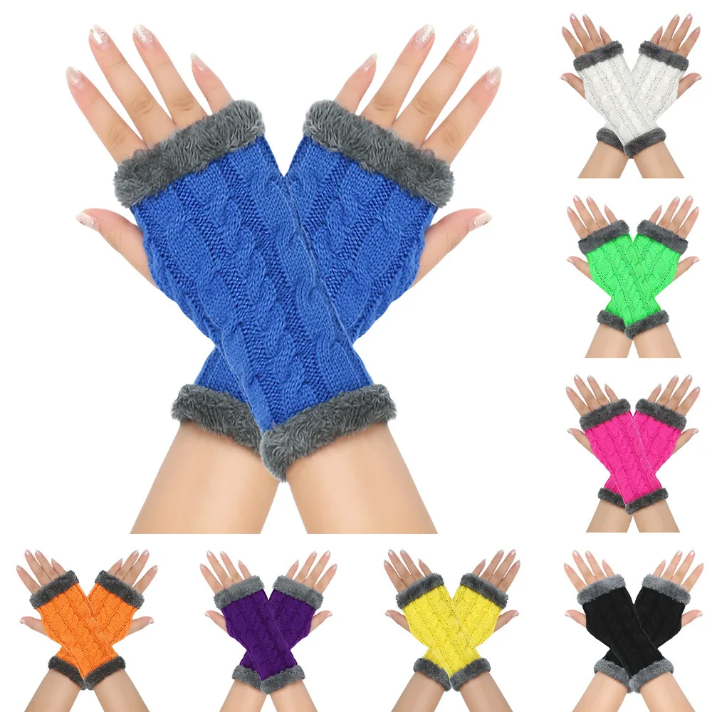 Knitted Winter Gloves Fleece Lined Thermal Warm Mittens Thick Knit Arm Sleeves Cold Weather Essential