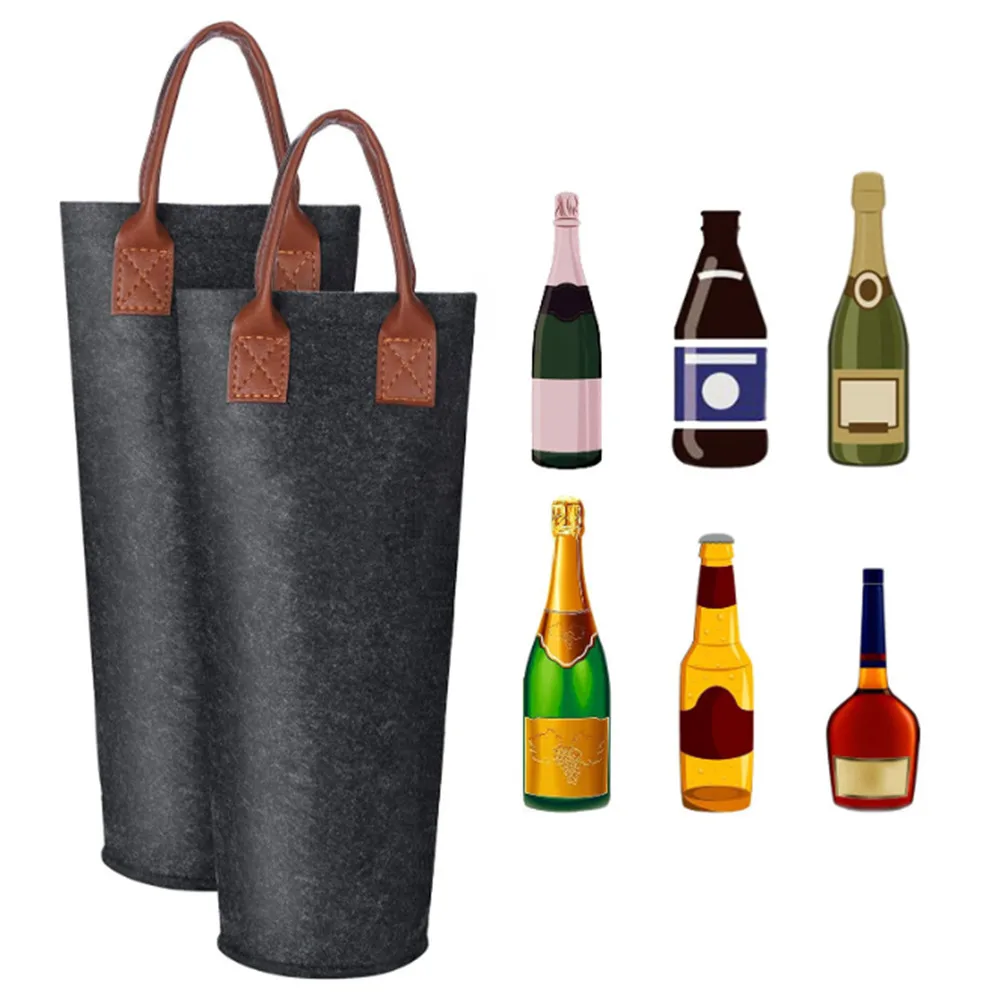 

1PC Bag felt Single Bottle Insulated Tote Bottle Carrier Bag Padded Cooler Gift Pouch Storage Holder Wrapping