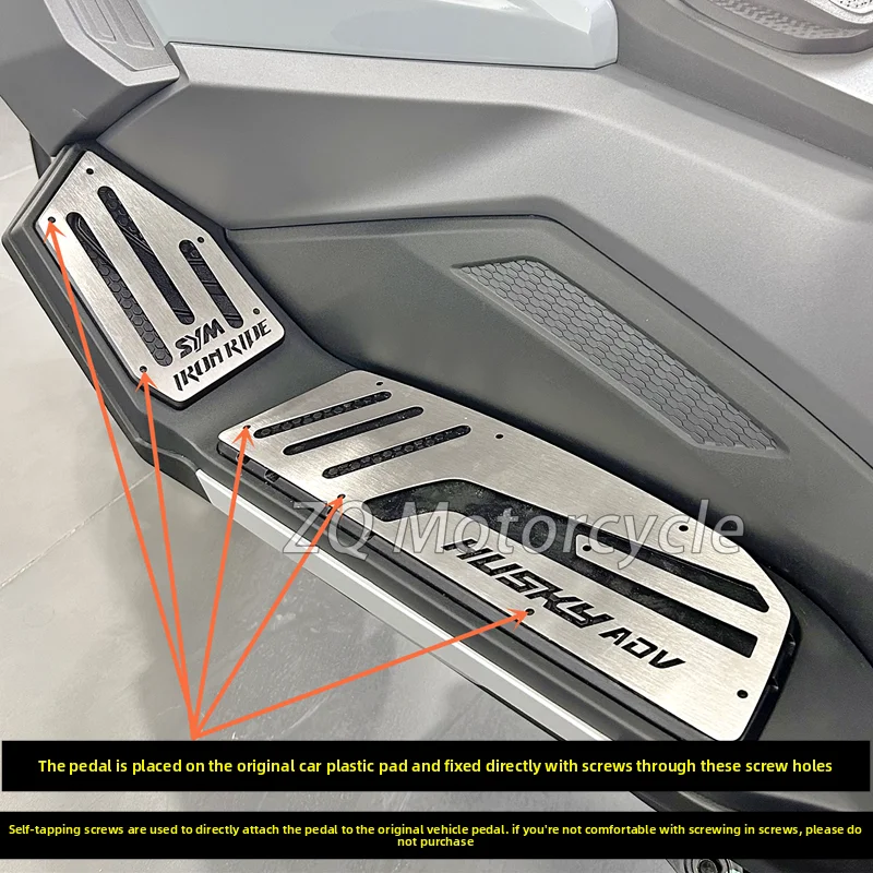 Suitable for SYM Husky ADX300 300ADX modified foot pedals. HUSKY ADV 300 stainless steel decorative foot pedal pads.