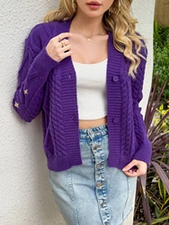 GarbGlory Cardigan TS Golden Star Embroidery Button Up Purple Sweater TV Album Cardigan Gift Fall Winter Vintage Outfit