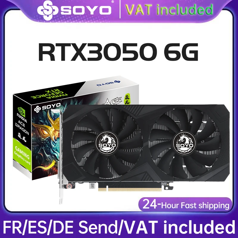 SOYO Grafikkarten RTX 3050 6G GDDR6 GPU NVIDIA PC Computerkomponenten PCI Express X16 4.0 Gaming Grafikkarte RTX 3050 Neu