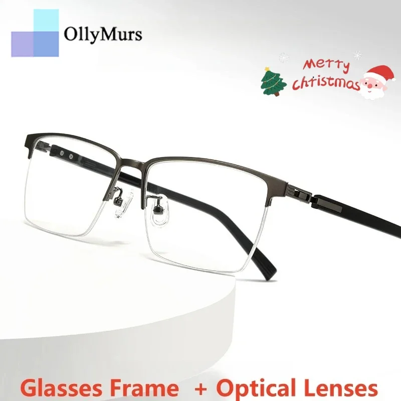 

KIZN Business Fashion Men's Half-Frame Optical Prescription Glasses Plastic Steel Blue Light Blocking VU400 Eyewear C6037ZM