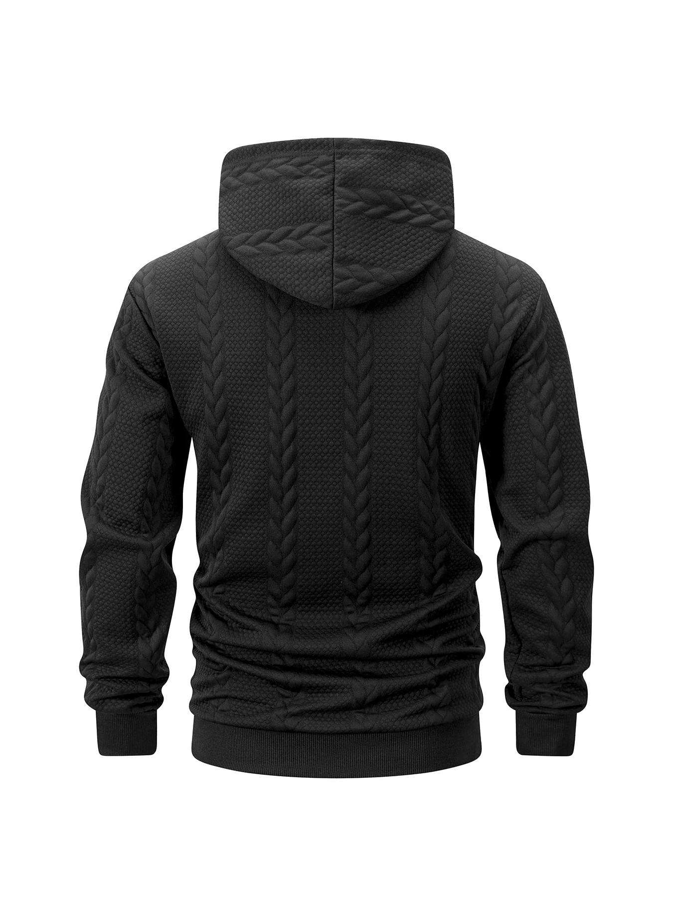 Mens Full Zip Cable Knit Hoodie Drawstring Hooded Sweatshirt Kangaroo Pocket Casual Daily Outdoor Jacket