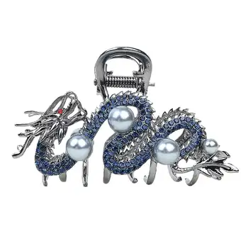 2024年新款中國龍年髮夾髮飾,女士女孩紅色珠子金屬水鑽髮夾時尚飾品 D3K6 10 最佳銷售 龍髮飾品 - №2