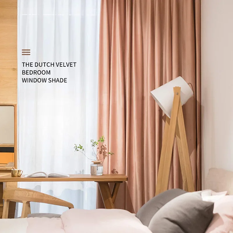 

Thickened Dutch Velvet Blackout Curtains for Living Room Bedroom Solid Color Modern Light Luxury Custom Window Curtain Decor