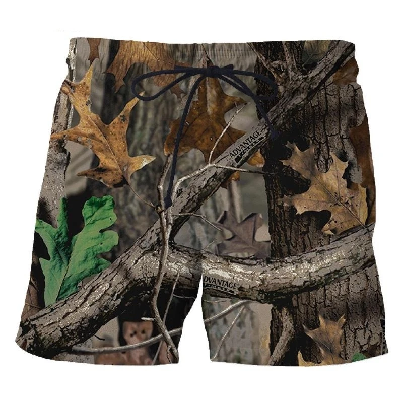Vintage Camouflage 3D Print Men\'s Beach Shorts New Fashion Casual Swim Trunks Personality Sports  Board Ice Shorts Mens Clothing