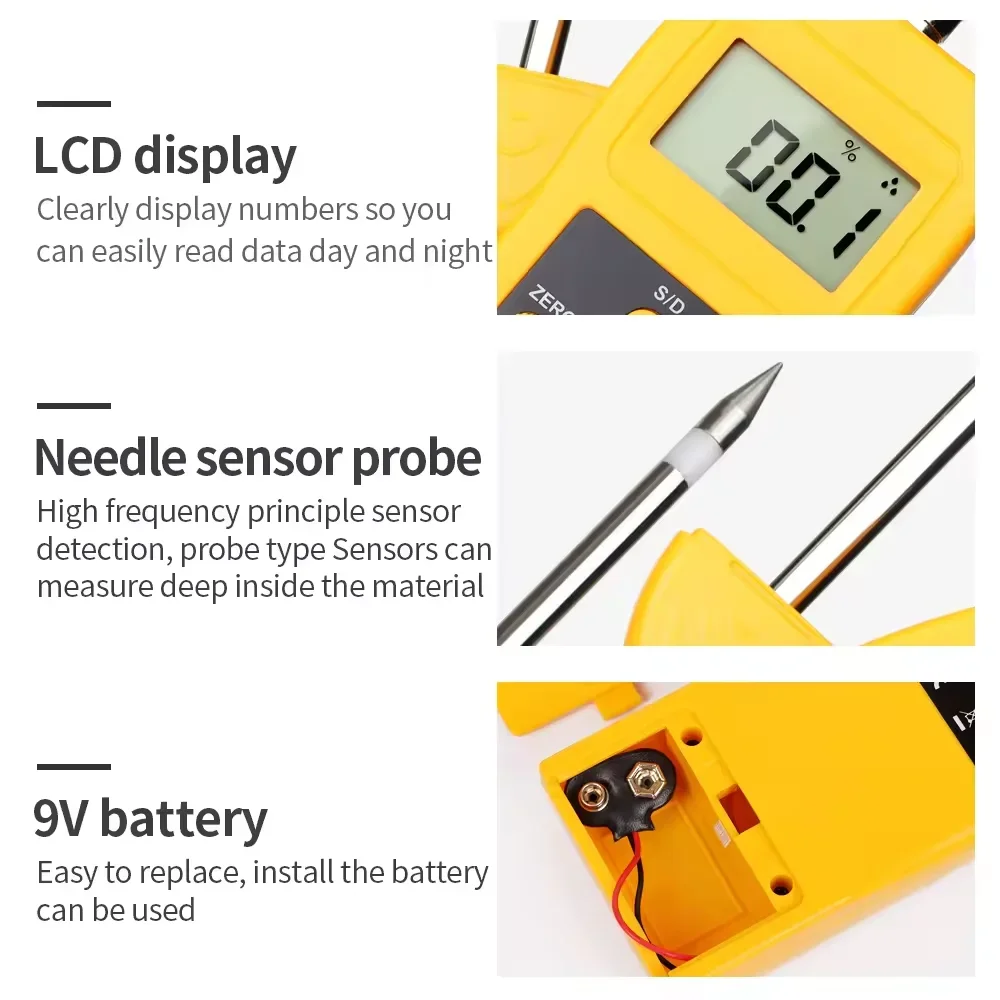 New Arrivals Pin-Type 0-90% DM400 Portable High Frequency Moisture Meter Hygrometer Moisture Meter Humidity Analyzer