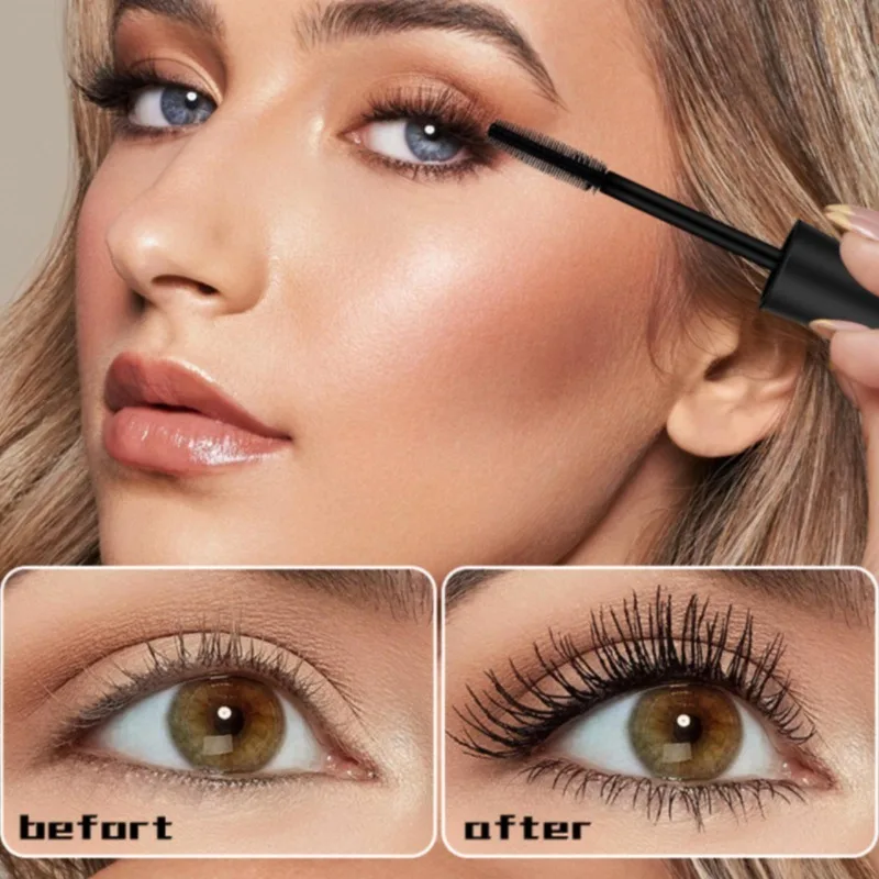 Mascara in fibra Ricci spessi, impermeabili e resistenti al sudore, ciglia mascara ricci a lunga durata e impermeabili