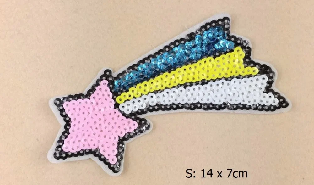 Rainbow Unicorn Star Butterfly Sequin Embroidery Patches Iron on Clothing Applique Badge Biker Patch For Clothes Jeans Sticker