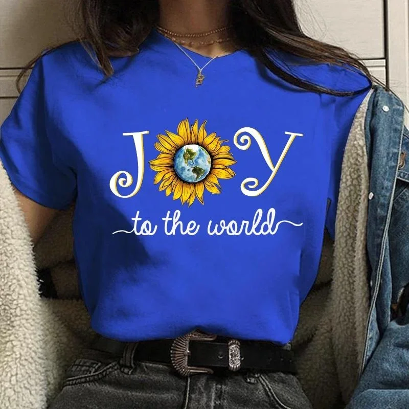 Round Neck T Shirt Women's Funny Area Daisy Letter T-Shirt Personalized Creative Women's  Funny Women's T-Shirt Tops