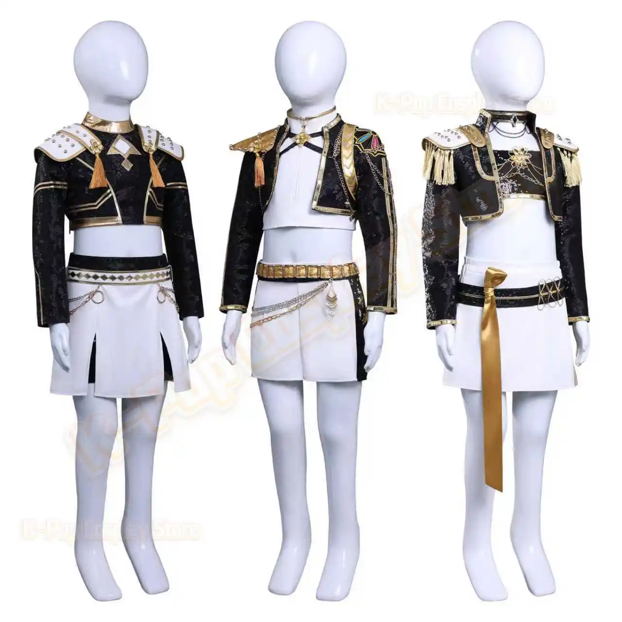 زي أداء ذهبي أسود للأطفال KPop شيطان الصيادين هنتركس رومي زوي ميرا أزياء تنكرية للفتيات فستان حفلات الهالوين