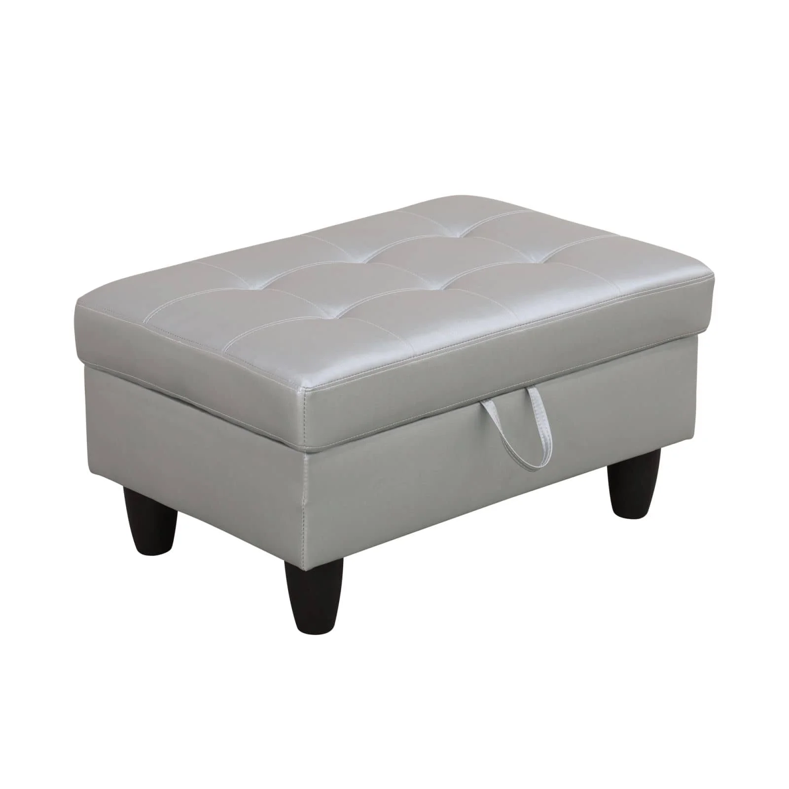 مسند تخزين جلدي شبه من جلد البولي يوريثان باللون الفضي الحديث مع أثاث مريح للتنفس لتوفير مساحة الجلوس لديكور المنزل الأنيق