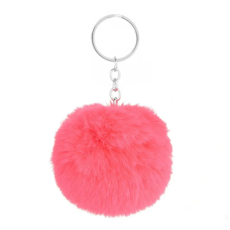 Fluffy Fur PomPom Keychain Soft Faux Rabbit Fur Ball Car Keyring Pompom Key Chains Key holder Women Bag Pendant Jewelry Gifts