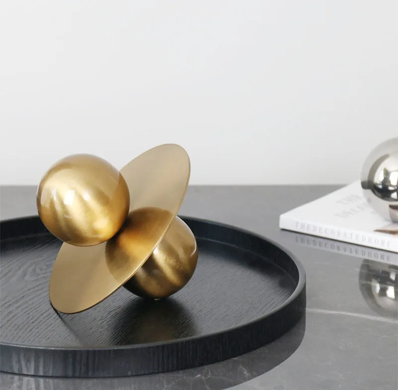 Modern Model Room Study Porch Golden Planet Decoration Ornaments Creative Metal Round Geometric Decorative Furnishings